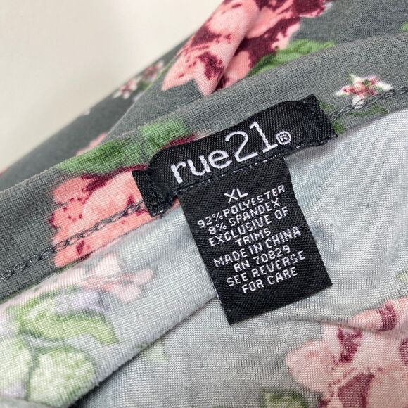 Rue 21 Gray Pink Rose Tunic Top XL Soft Long Sleeves Whimsy Fairy Goth Boho - Picture 9 of 10